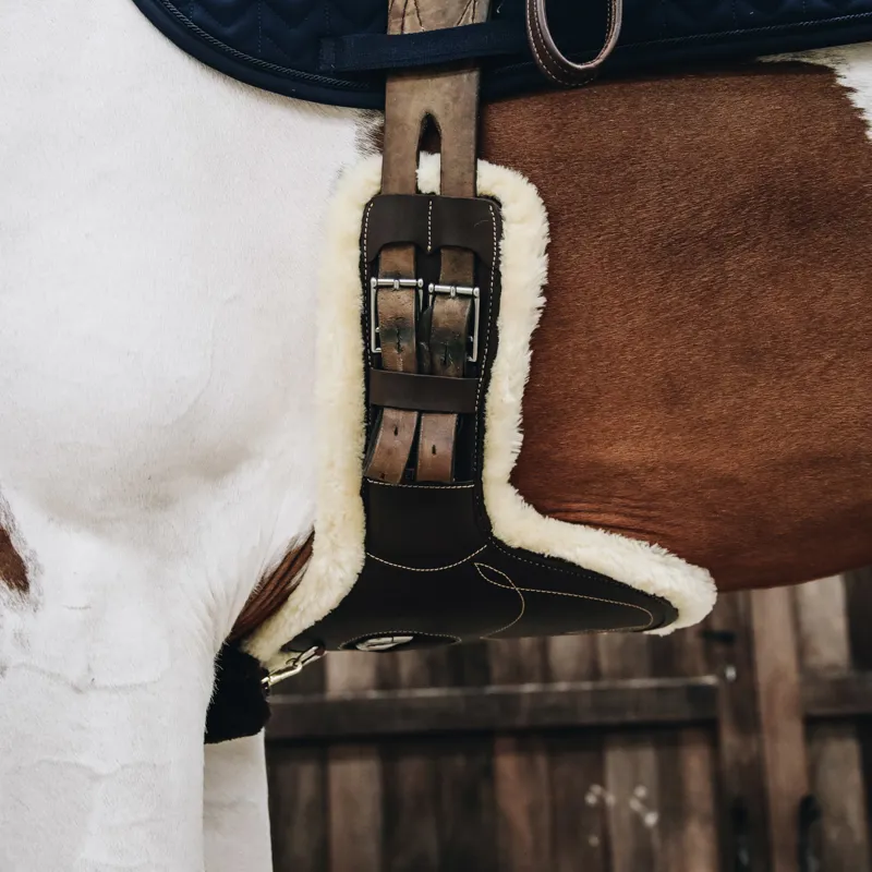 Kentucky Faux Sheepskin Short Stud Girth - Brown/Natural-3