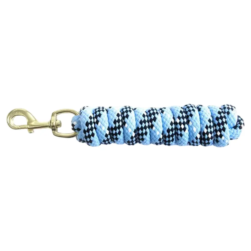 KM Elite Cotton Double Braid Lead Rope 7ft - Pastel Blue/White