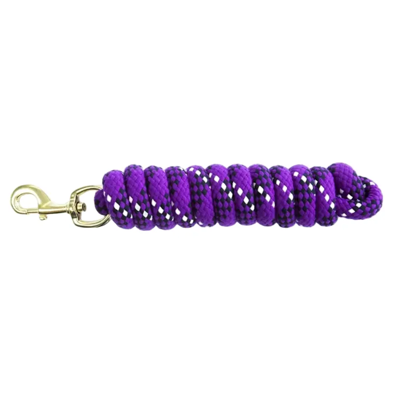 KM Elite Cotton Double Braid Lead Rope 7ft - Purple/White