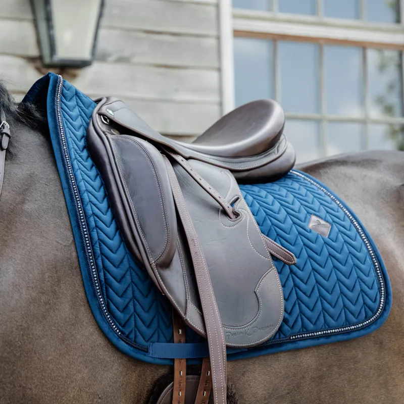 Kentucky Velvet Pearls Dressage Saddlecloth - Navy-1