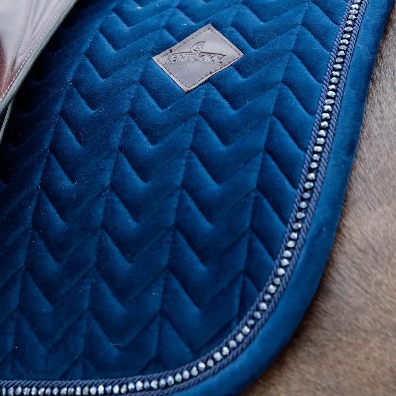 Kentucky Velvet Pearls Saddlecloth - Navy-2