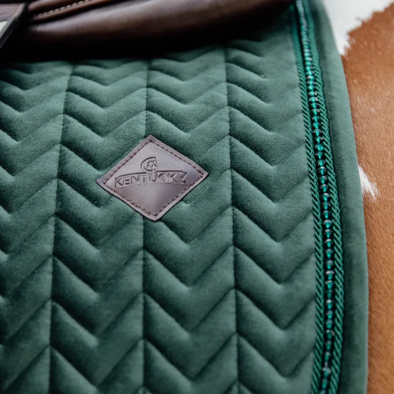 Kentucky Velvet Pearls Saddlecloth - Pine Green-2