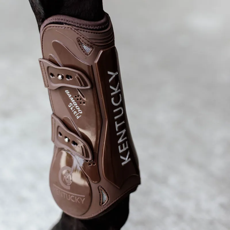 Kentucky Bamboo Shield Tendon Boots with Elastic Straps - Brown-5