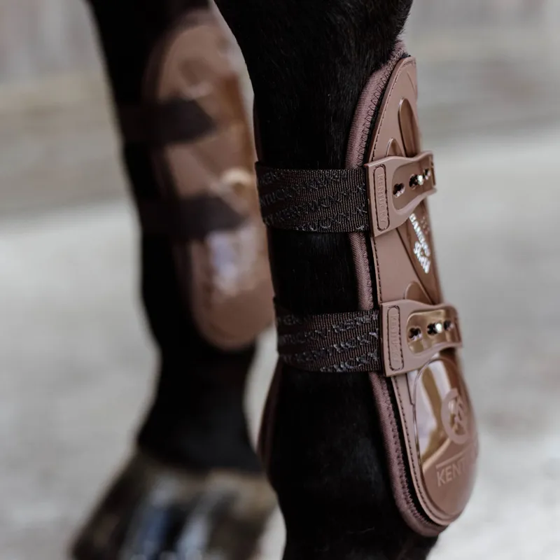 Kentucky Bamboo Shield Tendon Boots with Elastic Straps - Brown-6