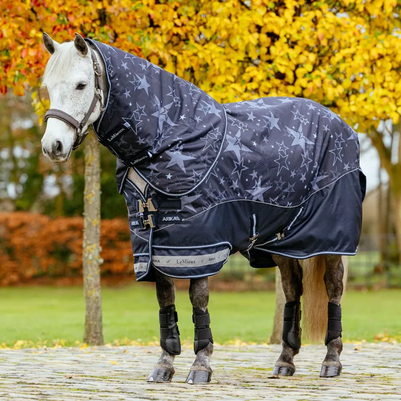 LeMieux Arika Star Detachable Neck 100g Turnout Rug - Navy