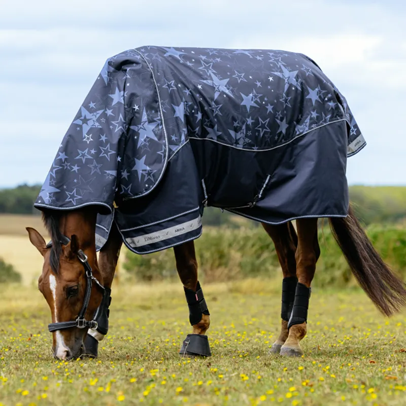 LeMieux Arika Star Detachable Neck 100g Turnout Rug - Navy-2