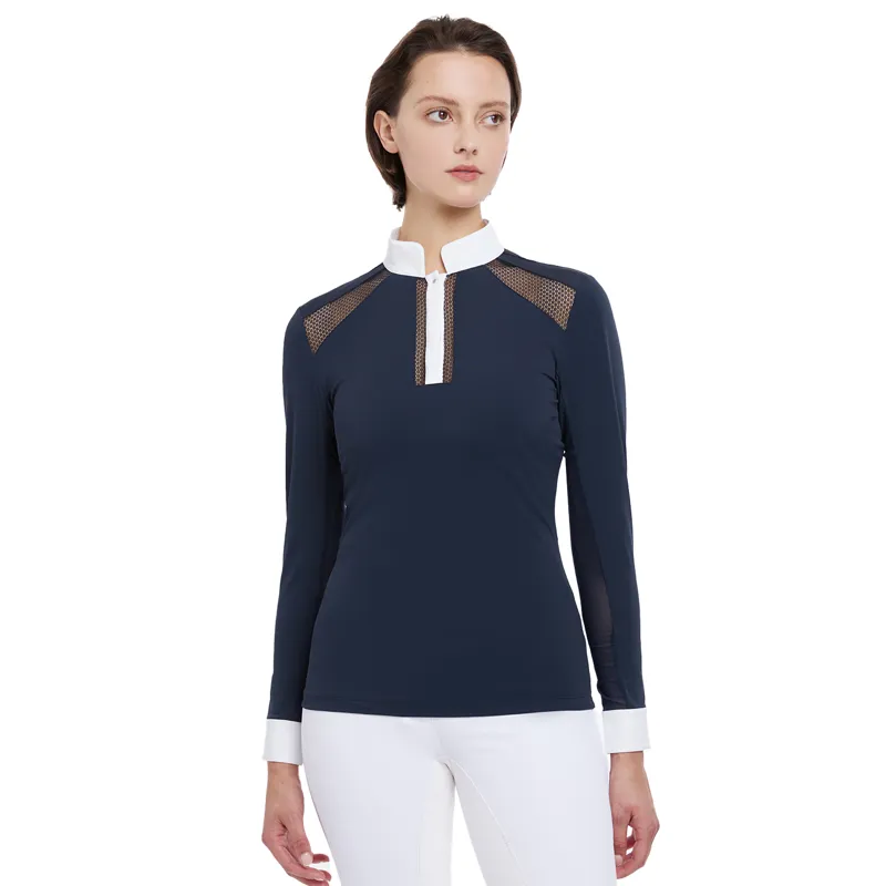 LeMieux Camille Womens Long Sleeve Show Shirt - Navy