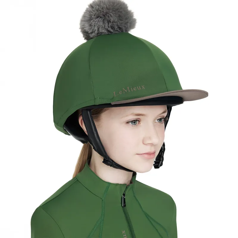 LeMieux Classique Pom Hat Silk - Hunter Green-2