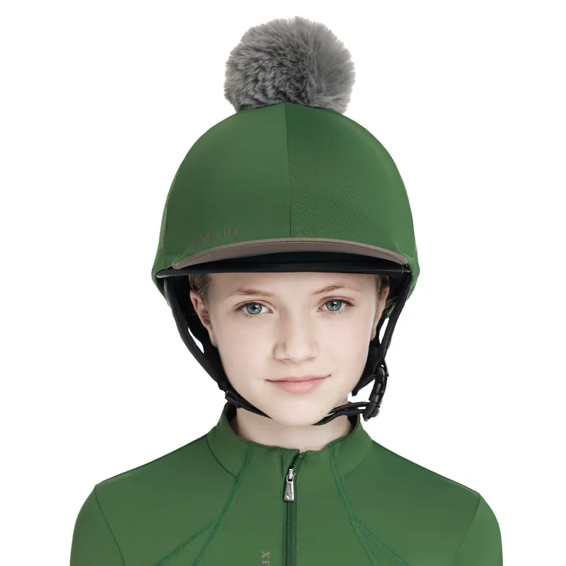 LeMieux Classique Pom Hat Silk - Hunter Green-4