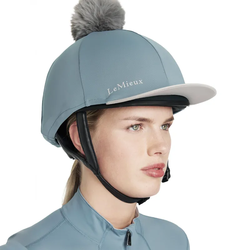LeMieux Classique Pom Hat Silk - Ice Blue-4