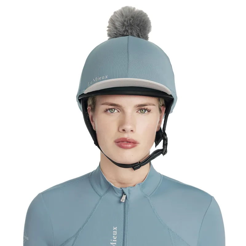 LeMieux Classique Pom Hat Silk - Ice Blue-2