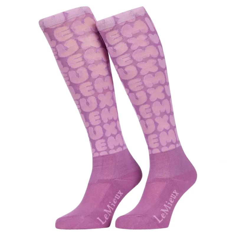 LeMieux Footsie Adults Tall Riding Socks - Bubble Font Fondant