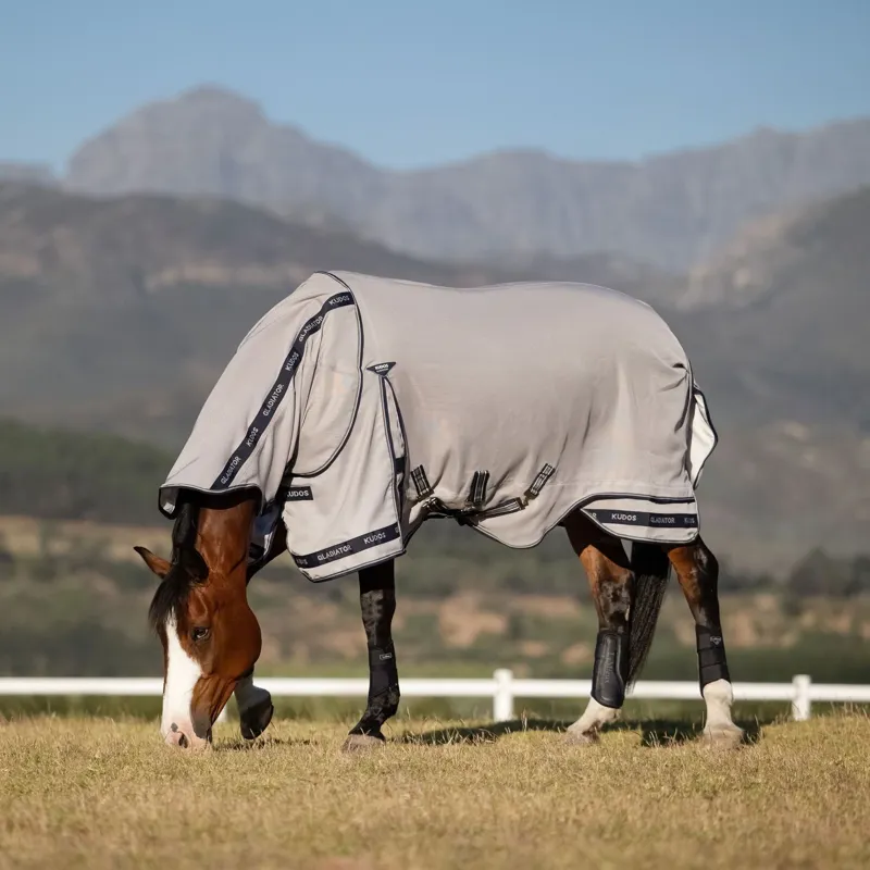 LeMieux Kudos Gladiator Detachable Neck Fly Rug - Grey-3