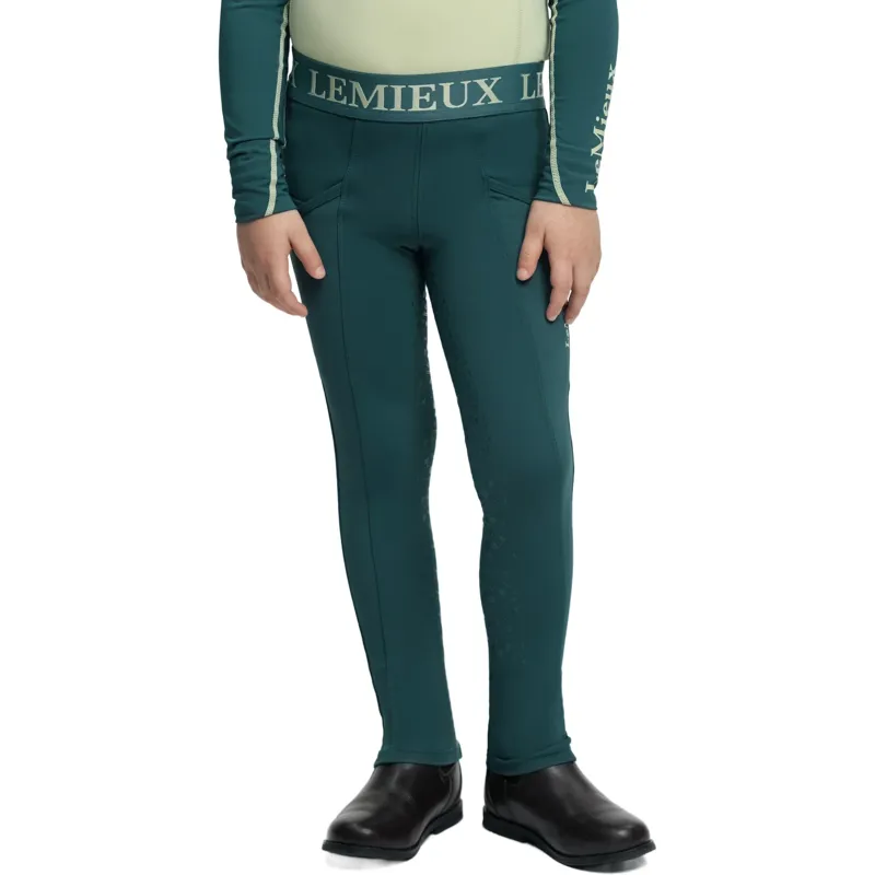 LeMieux Mini Junior Pull On Full Grip Riding Tights - Jungle-7
