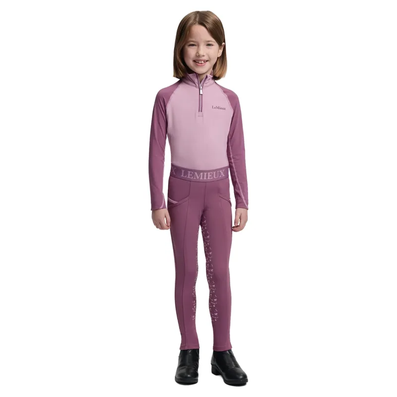 LeMieux Mini Junior Pull On Full Grip Riding Tights - Mallow-1