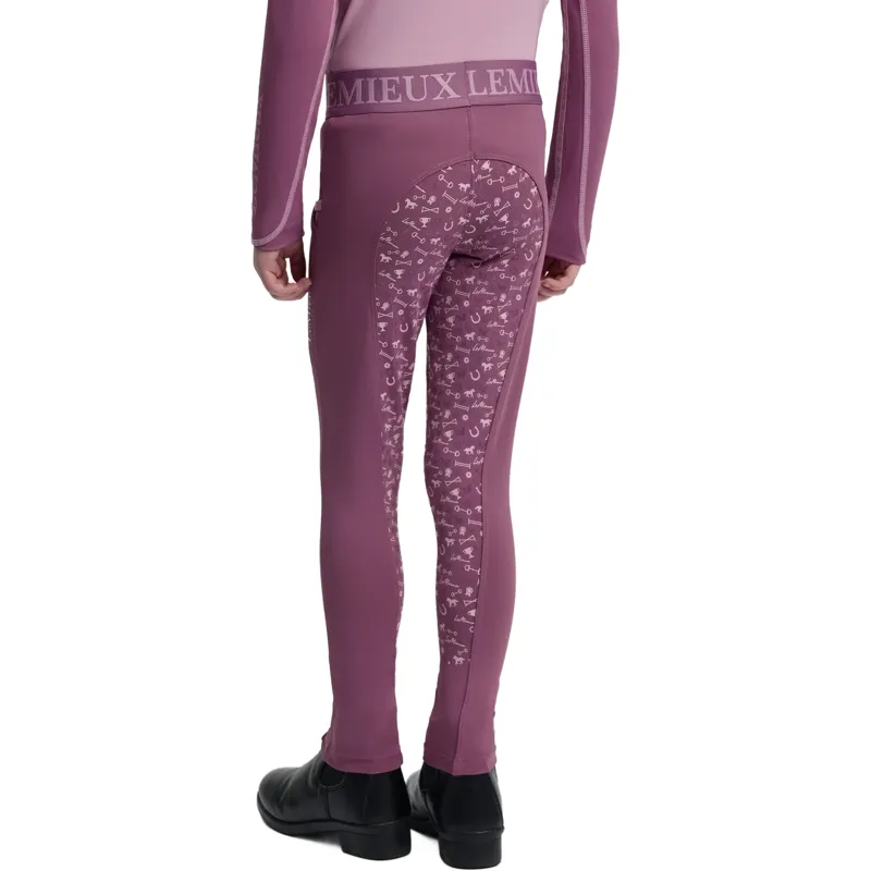 LeMieux Mini Junior Pull On Full Grip Riding Tights - Mallow-2
