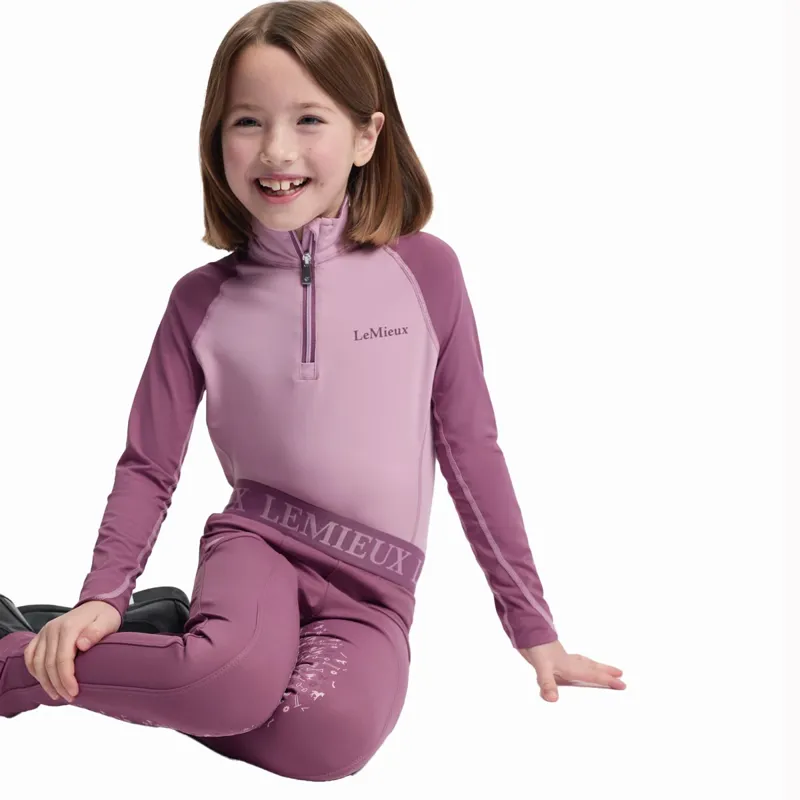 LeMieux Mini Junior Pull On Full Grip Riding Tights - Mallow-3