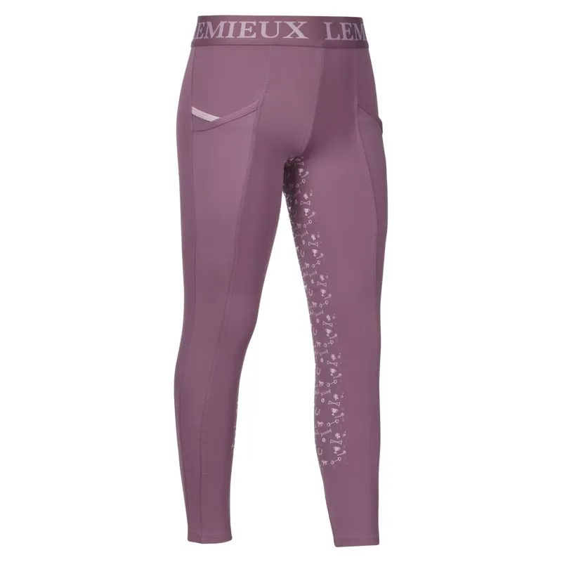 LeMieux Mini Junior Pull On Full Grip Riding Tights - Mallow