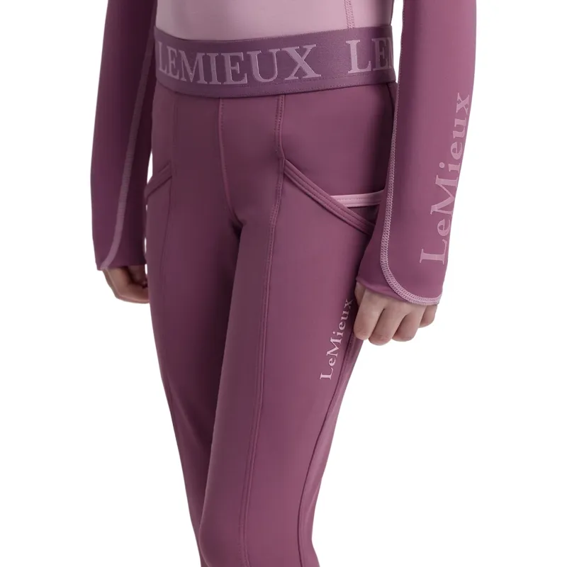 LeMieux Mini Junior Pull On Full Grip Riding Tights - Mallow-5