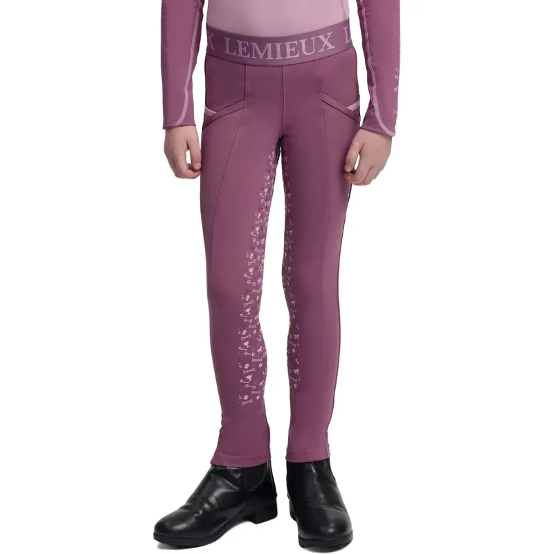 LeMieux Mini Junior Pull On Full Grip Riding Tights - Mallow-6