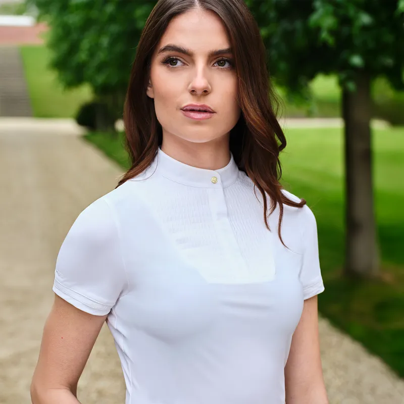 LeMieux Sophia Ladies Short Sleeve Pleated Show Shirt - White-6