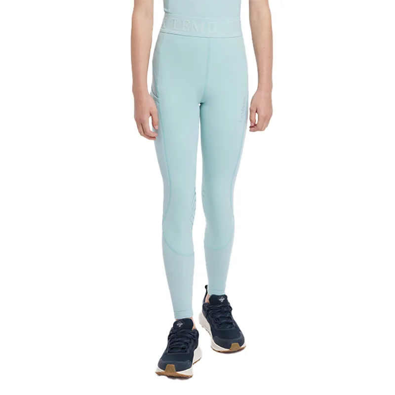 LeMieux Young Rider Lizzie Mesh Knee Grip Junior Riding Tights - Aqua-1