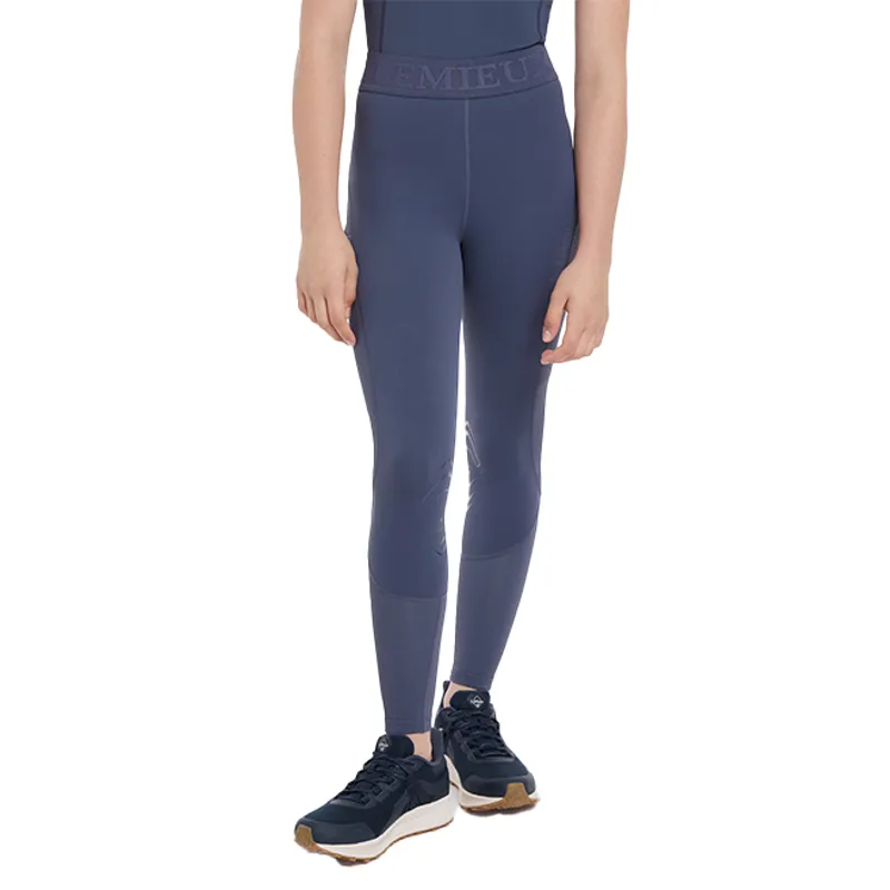 LeMieux Young Rider Lizzie Mesh Knee Grip Junior Riding Tights - Dusk Blue-1