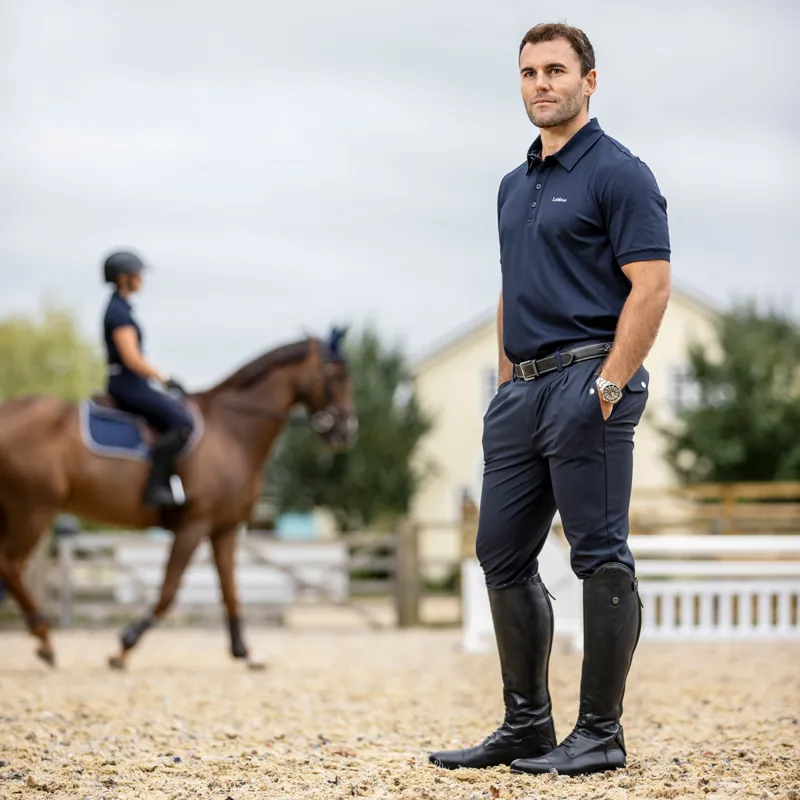 LeMieux Elite Classic Pleated Knee Grip Mens Breeches - Navy-3