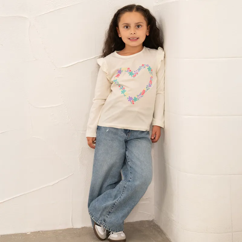 Lighthouse Causeway Junior Girls Long Sleeve Tee - Floral Heart-2
