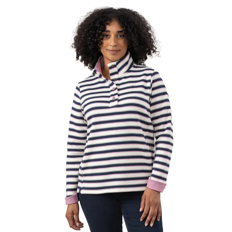 Lighthouse Haven II Womens Brushed Jersey - Navy/Sage/Rosa Stripe
