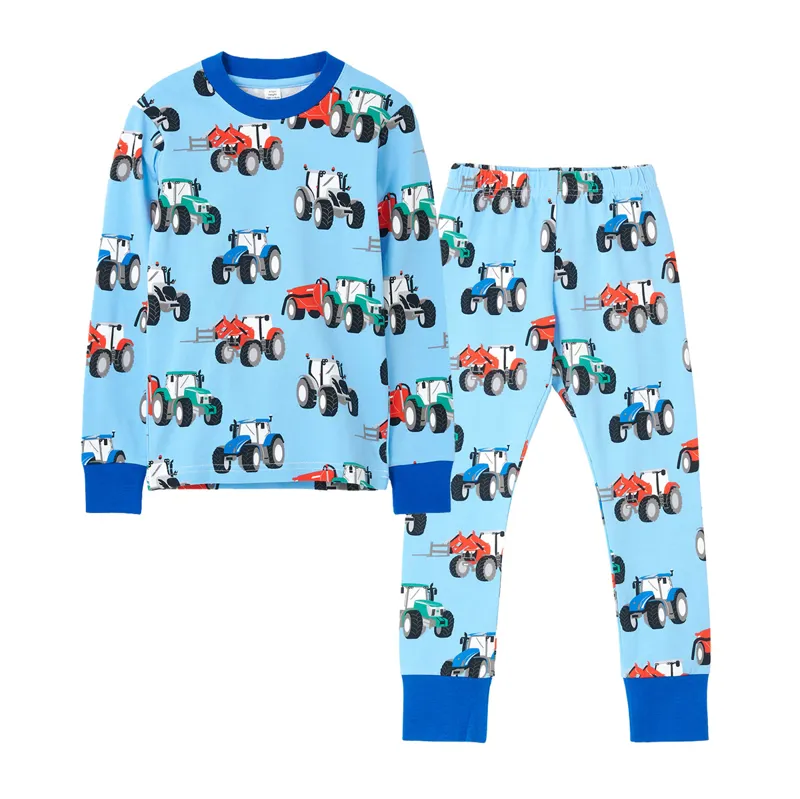 Lighthouse Junior Boys Pyjama Set - Red/Blue/Green/Tractor Print