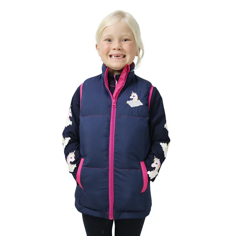 Little Rider Little Unicorn Junior Girls Gilet - Navy/Pink