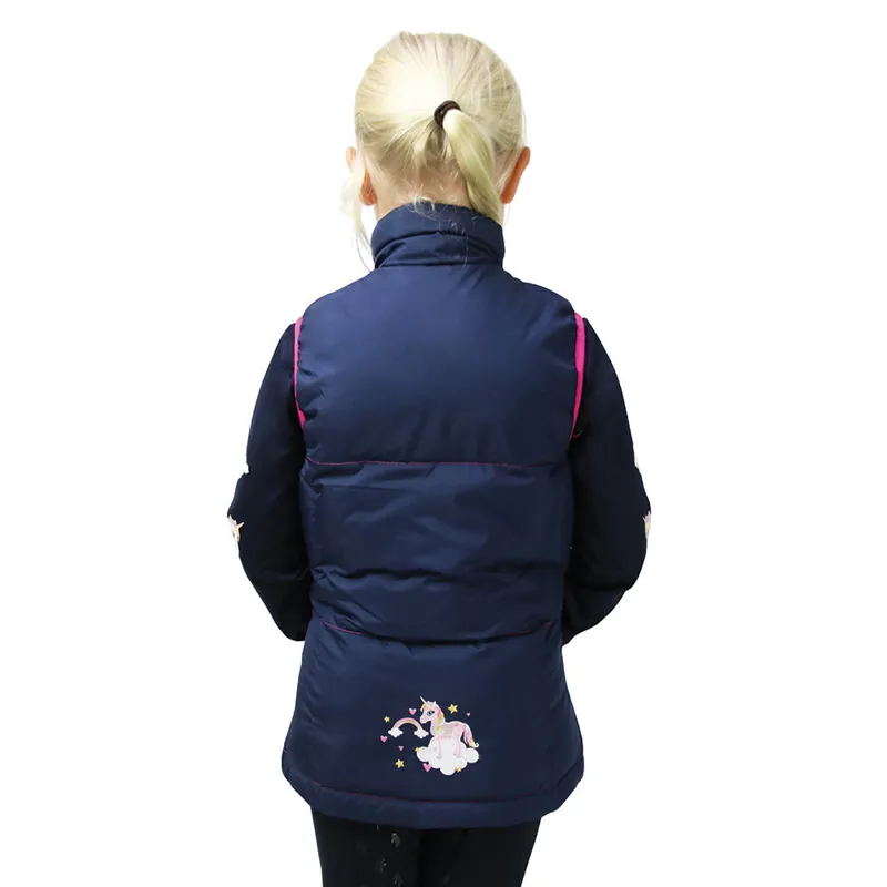 Little Rider Little Unicorn Junior Girls Gilet - Navy/Pink-1