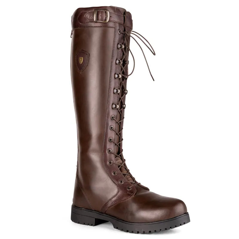Moretta Teramo Laced Ladies Tall Country Boots - Dark Brown