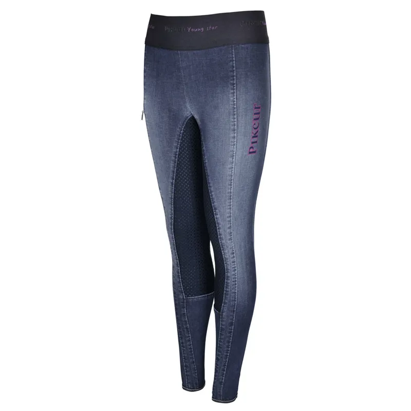 Pikeur Iona Grip Jeans Athleisure Girls Riding Tights - Denim Blue - 8yrs