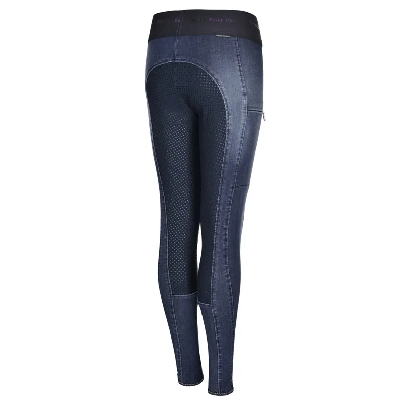 Pikeur Iona Grip Jeans Athleisure Girls Riding Tights - Denim Blue - 8yrs-1