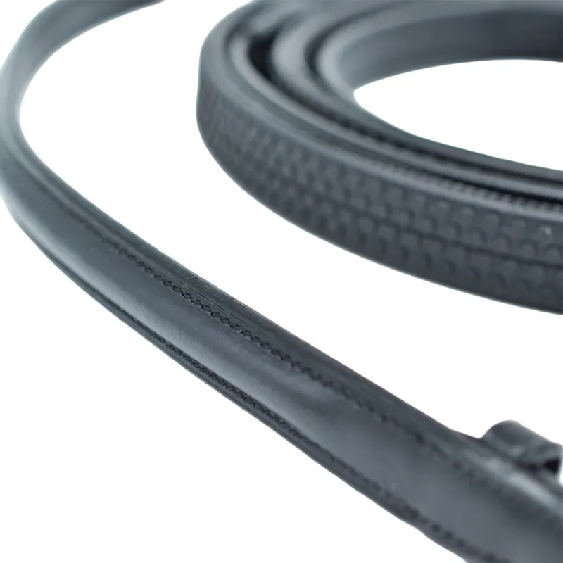 Dever Platinum Raised Rubber Grip Reins - Black-2