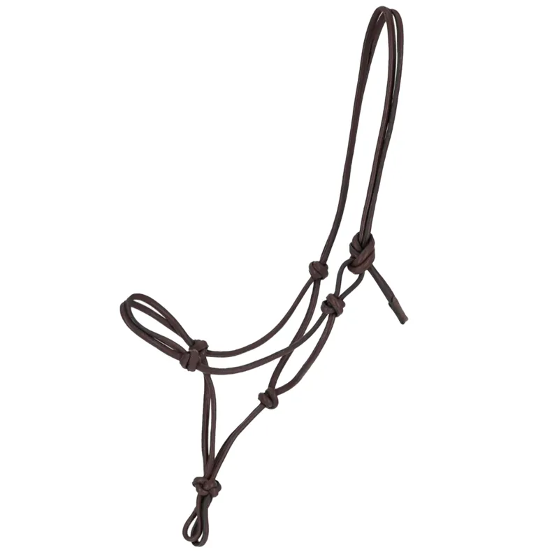 QHP Liberta Leather Rope Headcollar - Brown