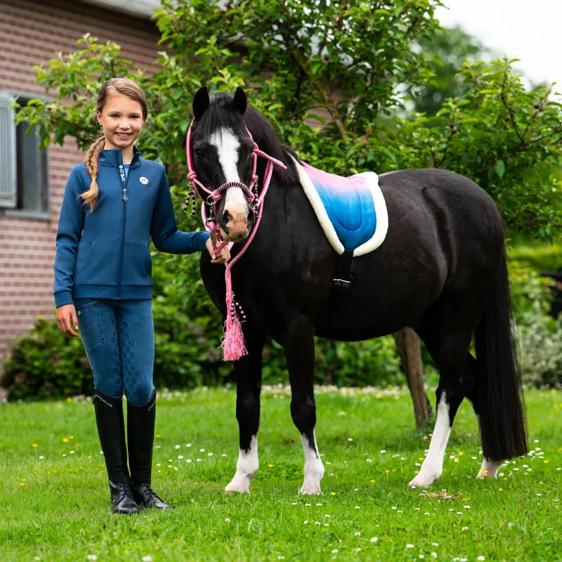 QHP Rosalynn Bareback Pad - Pink/Blue-3