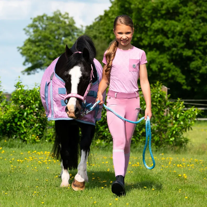 QHP Rosalynn  Full Grip Junior Girls Riding Tights - Cheery Pink-5