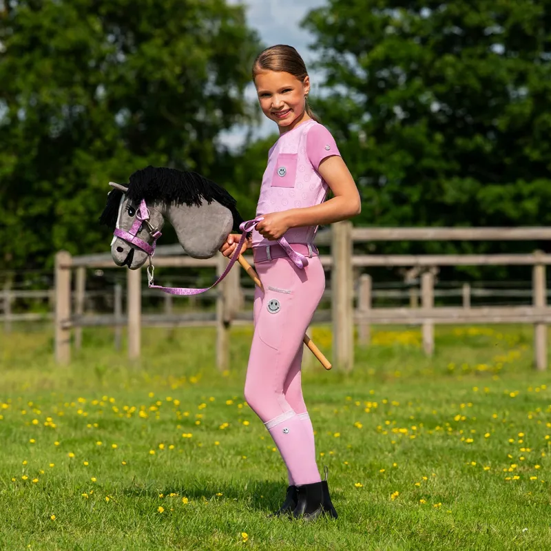 QHP Rosalynn  Full Grip Junior Girls Riding Tights - Cheery Pink-6