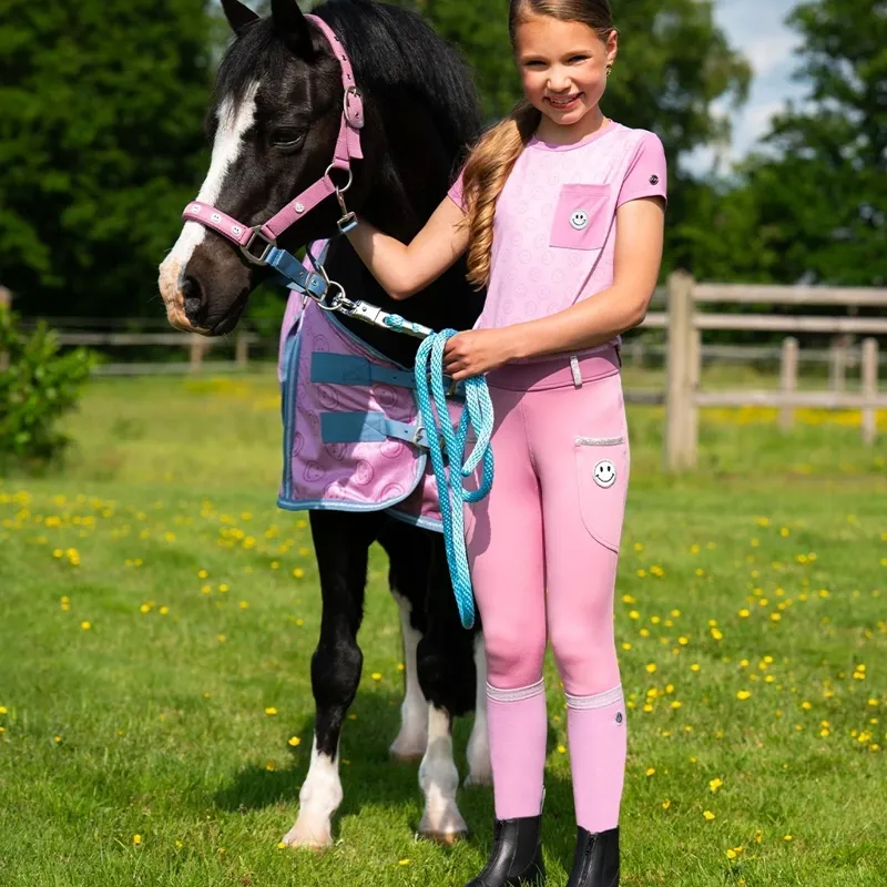 QHP Rosalynn Headcollar - Pink/Blue-3