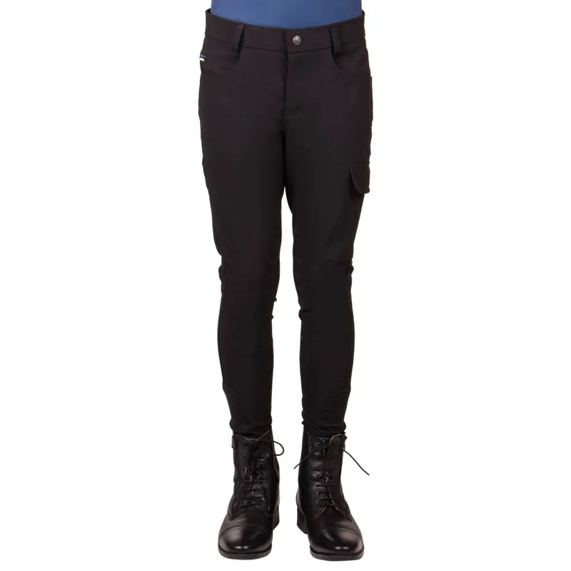 QHP Swen Knee Grip Junior Boys Breeches - Black