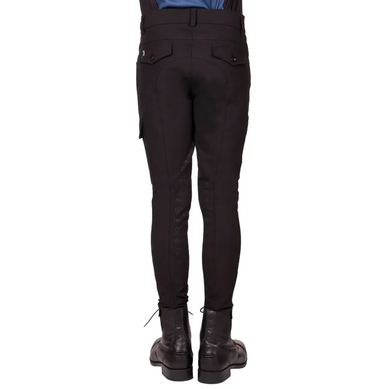 QHP Swen Knee Grip Junior Boys Breeches - Black-1