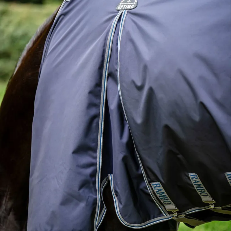 Rambo Optimo 0g Turnout Rug with 400g Liner - Navy/Thunderstorm Grey-5