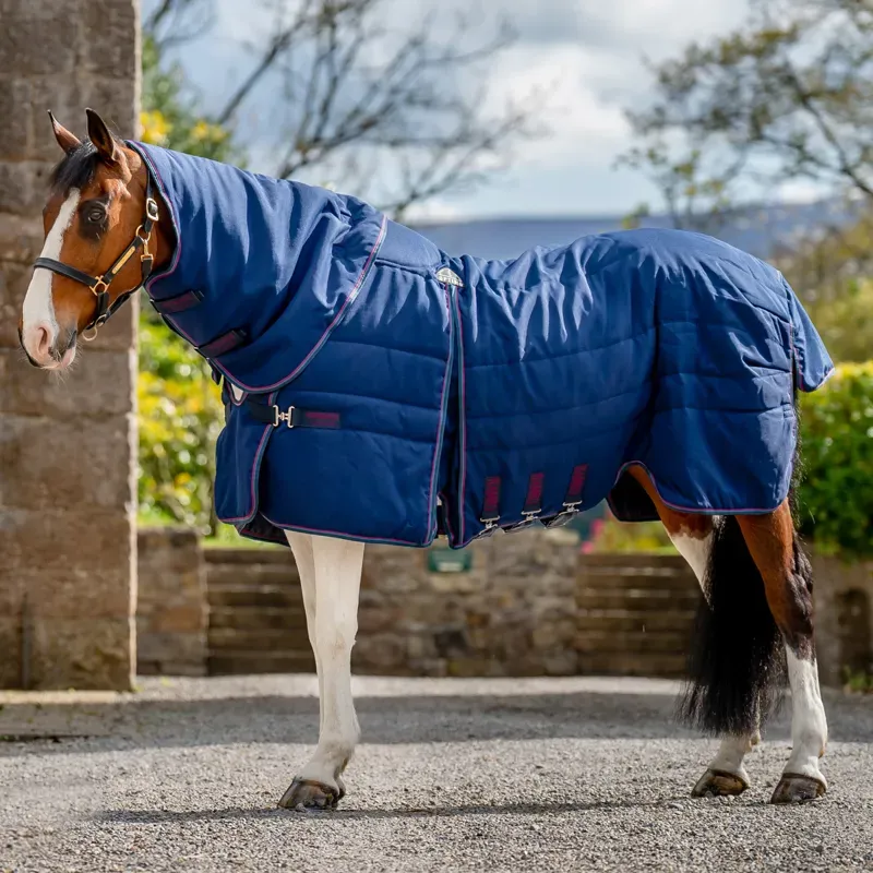 Rambo Optimo Plus 200g Medium Stable Rug - Navy/Burgundy/Teal/Navy