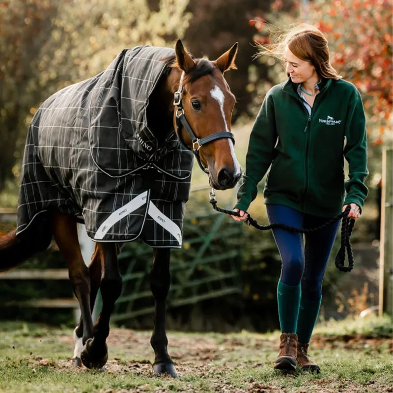 Rhino 0g Turnout Rug with 400g Liner - Black Check/Black/White-2