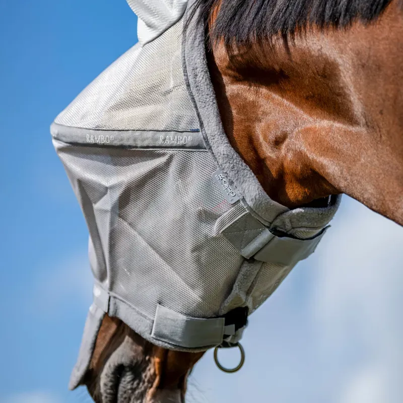 Rambo Plus Fly Mask - Silver/Thunderstorm Grey-1