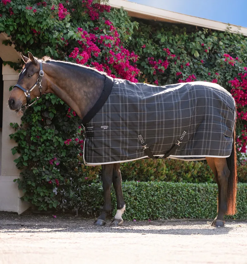 Rhino Pony 250g Vari-Layer Pony Stable Rug - Black/Grey/White Check