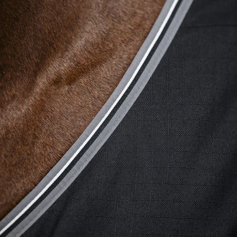 Rambo 400g Standard Neck Stable Rug - Black/Thunderstorm Grey/Silver-3